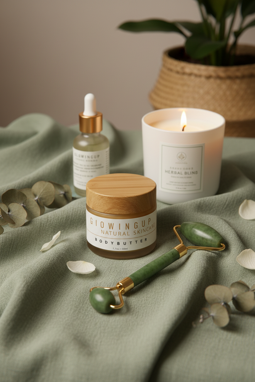 Spa products linen close-up