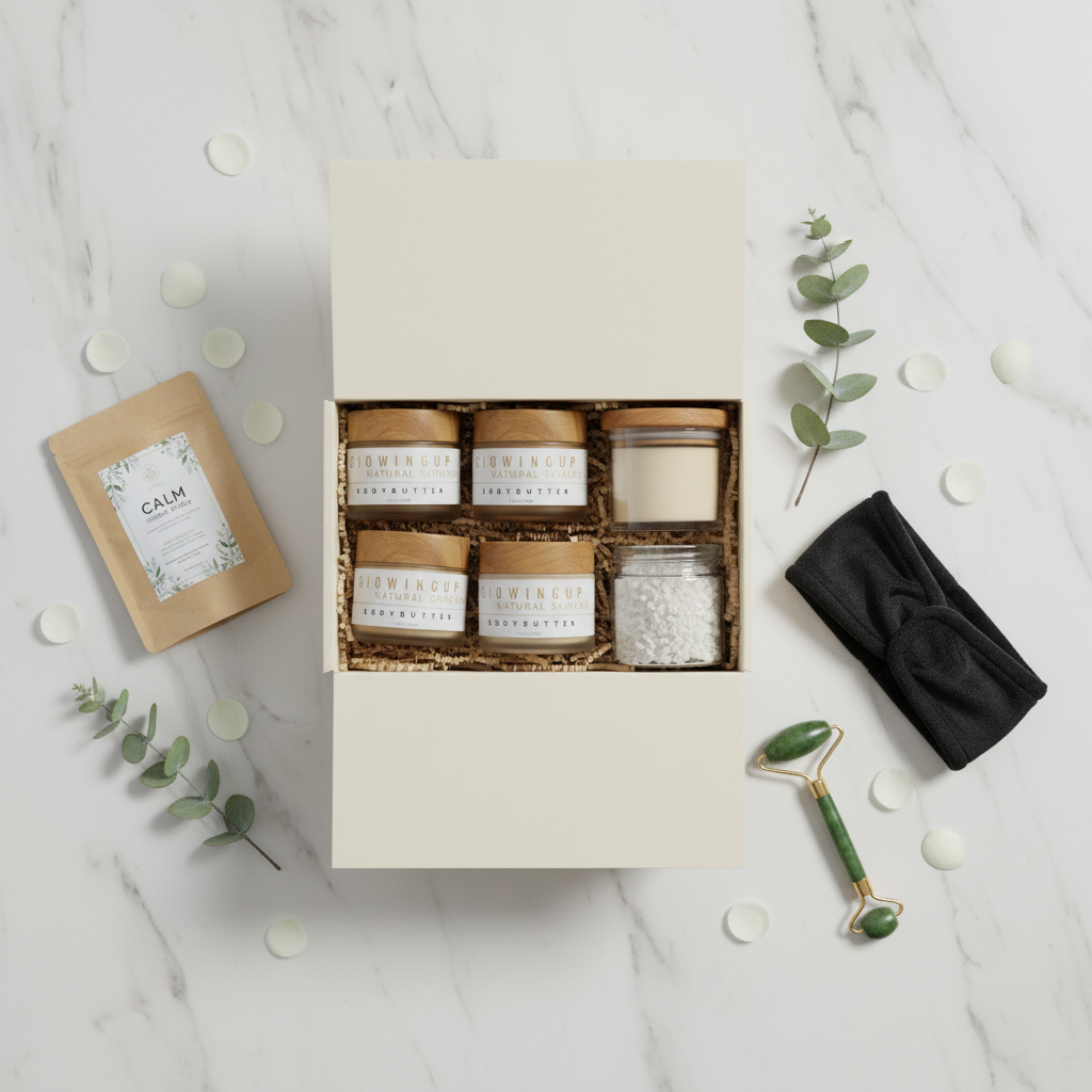 Spa box marble flatlay