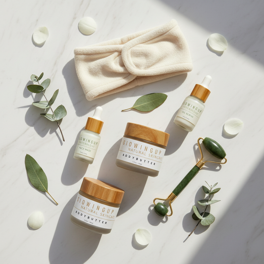 Luxury spa flatlay marble